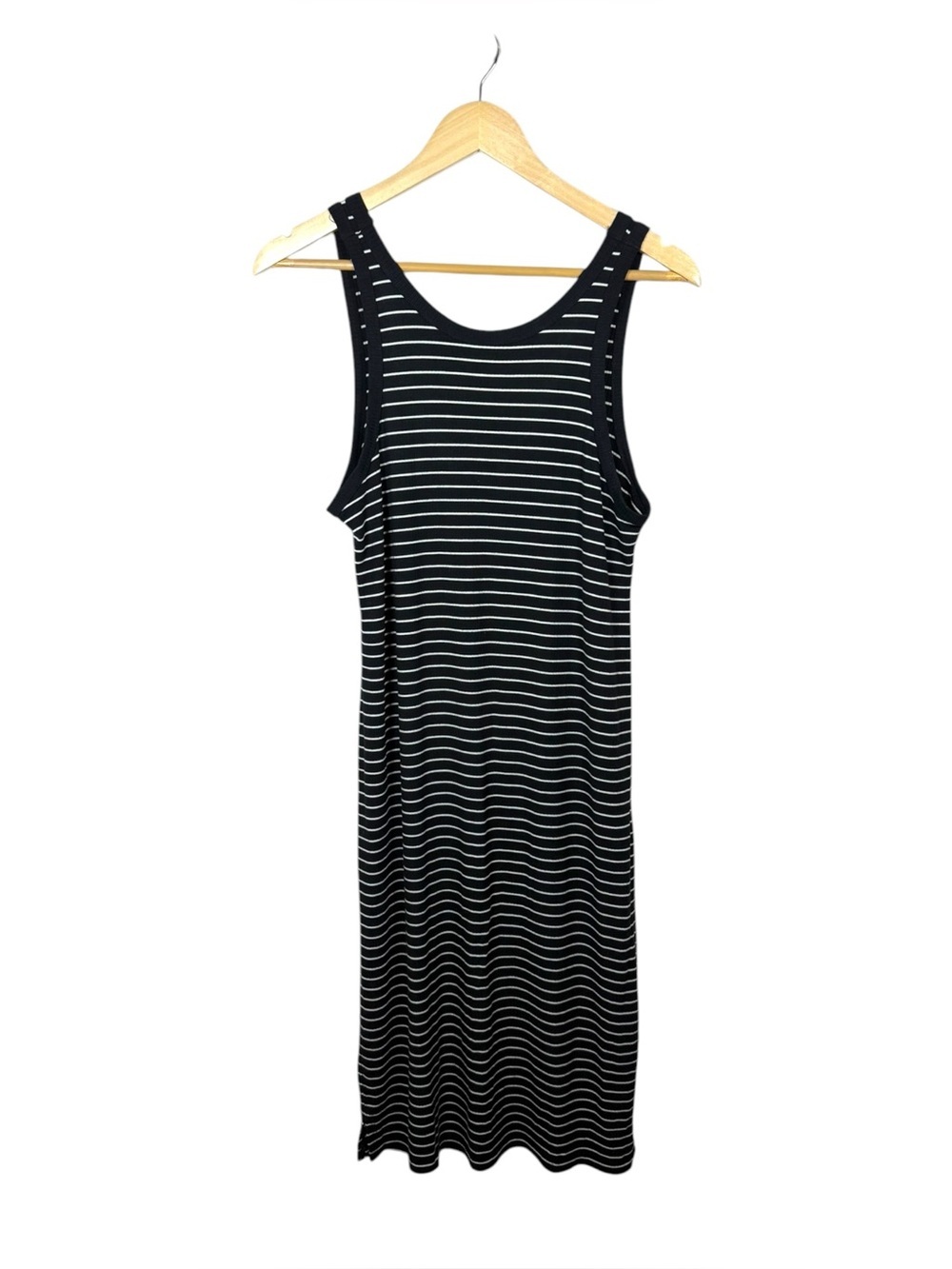 Abercrombie & Fitch Ribbed Striped Midi Tank Dress Black White Size M